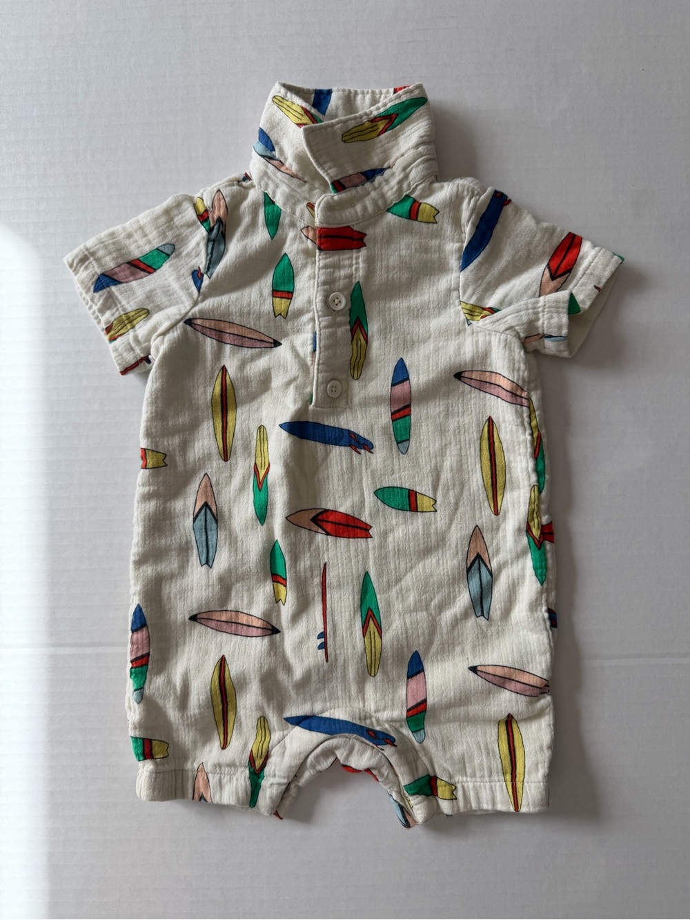 Hanna Andersson Baby 6-12M Surfboard Gauze Romper Shortall